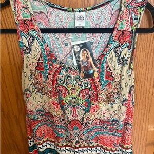 NWT Bila Multi-Color Sparkly Paisley Scoop Neck Tank